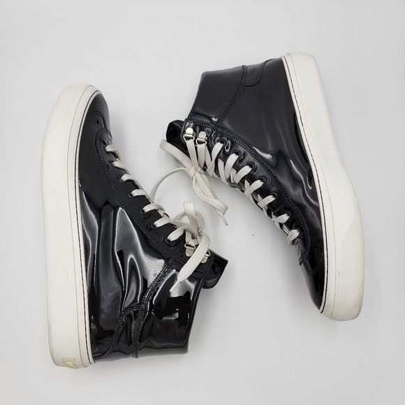 Jimmy Choo Patent Leather High Top Sneakers Black 42.5